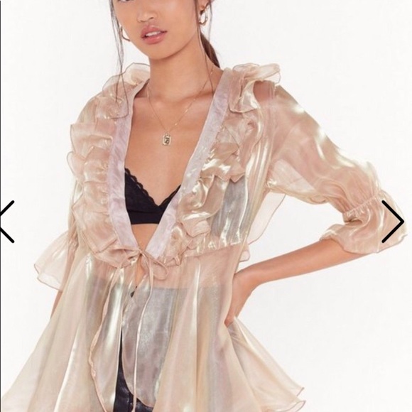 Nasty Gal Tops - COPY - NASTY GAL Shimmery Ruffle Blouse